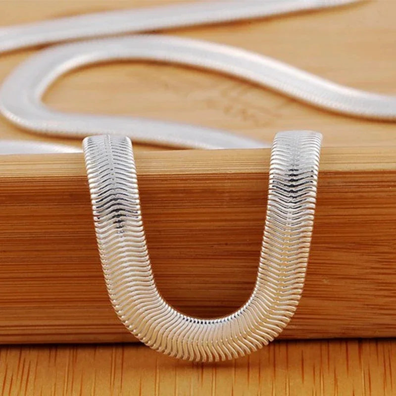 New 925 Sterling Silver 16/18/20/22/24 Inch 6mm Flat Snake Chain Necklace For Woman Fashion Wedding Party Charm Jewelry Gifts