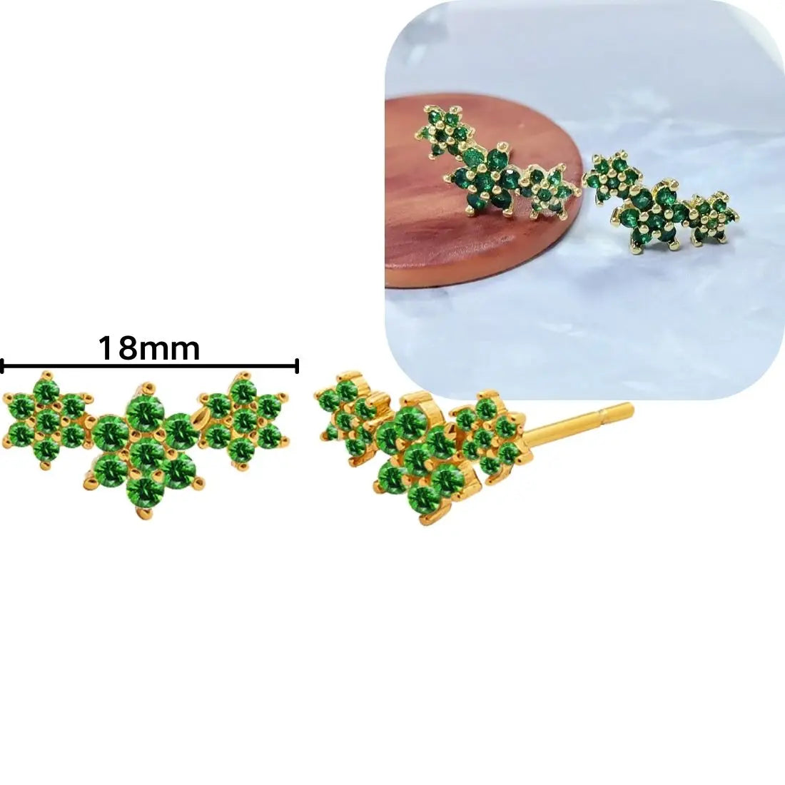 925 Sterling Silver Needle Luxury Green Series Small Hoop Earrings for Women 24K Gold Earrings Trend Jewelry Ear Accessories