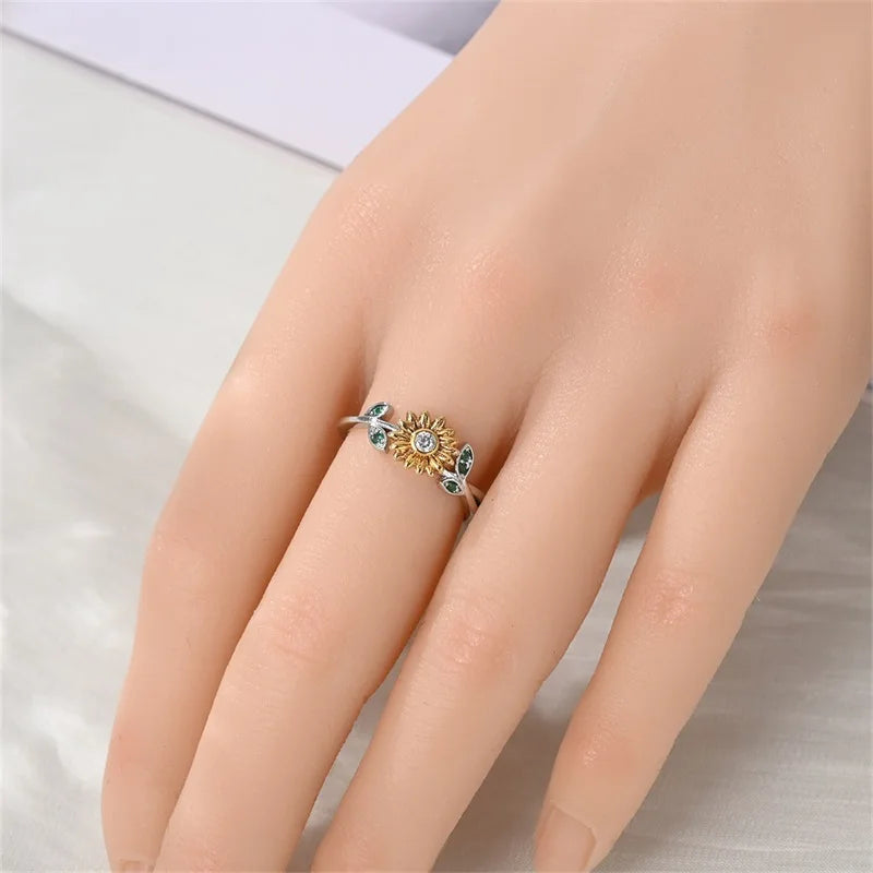 Original Hope Rainbow Flower Ring s925 Silver Jewelry DIY Exquisite Fashion