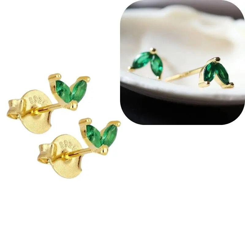 925 Sterling Silver Needle Luxury Green Series Small Hoop Earrings for Women 24K Gold Earrings Trend Jewelry Ear Accessories