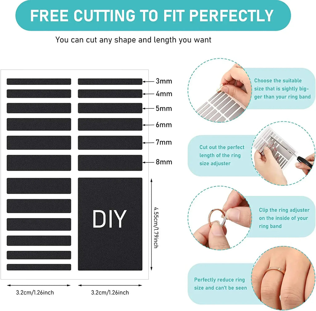 19pcs Any Rings Size Adjust Stickers Silicone Transparent Big Size Ring Invisible Fixed Tightener Reducer Resizing Jewelry Tools