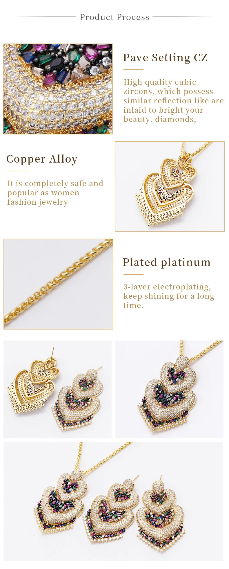 HOT  Jewelry Sets For Woman Wedding Parties Jewellery Necklace Earrings Rings Bracelets For Gift Plating18k With CZ White shell