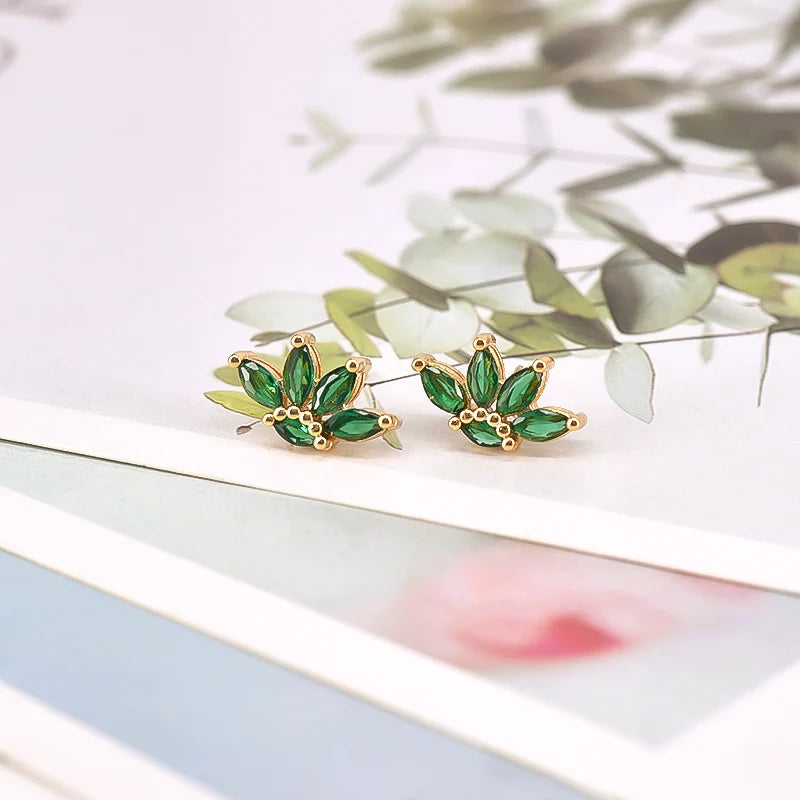 925 Sterling Silver Needle Luxury Green Series Small Hoop Earrings for Women 24K Gold Earrings Trend Jewelry Ear Accessories