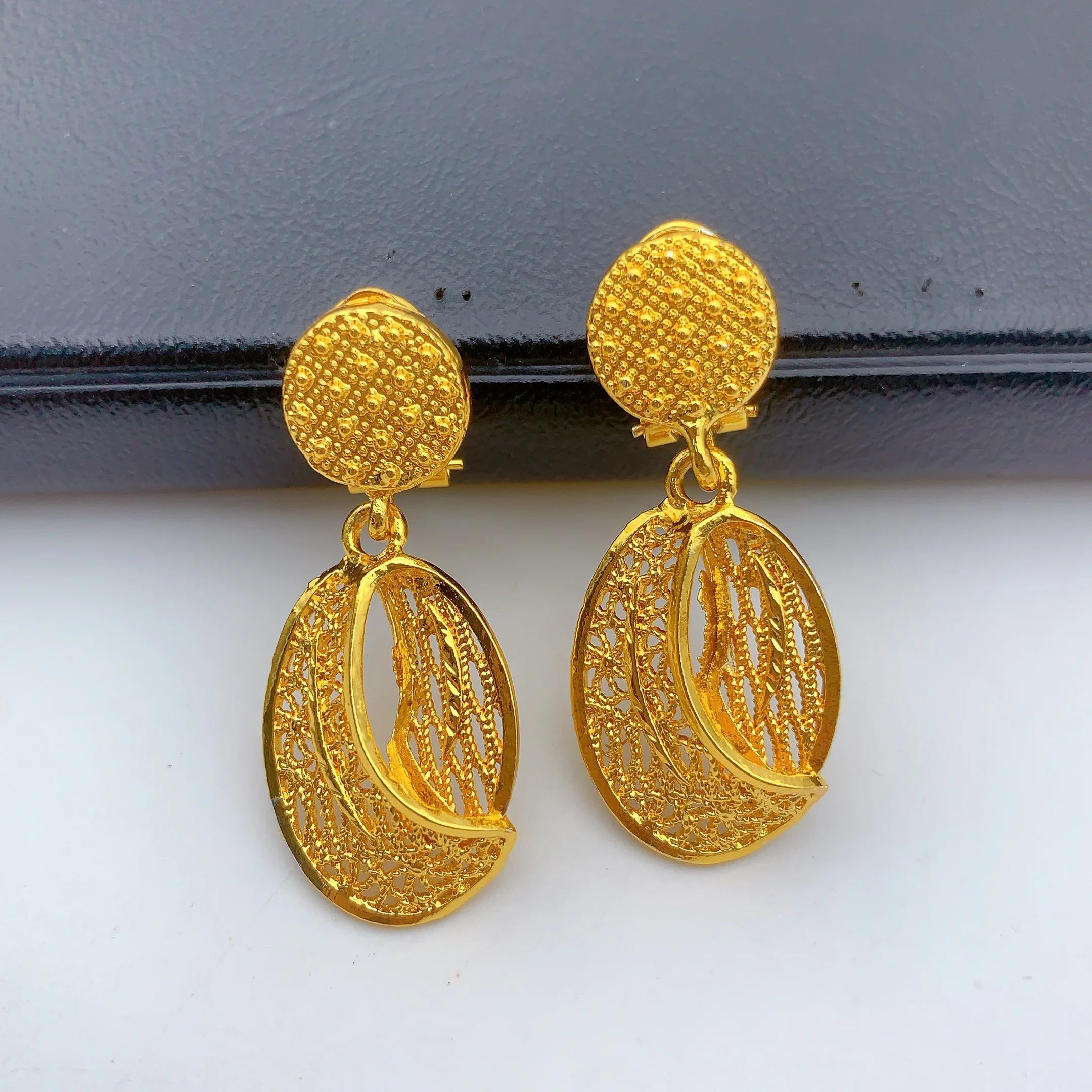 Indian Jewelry Set For Women Dubai African Nigeria Bridal 24K Gold Plated Necklace Earrings Wedding Party Jewellery Gifts