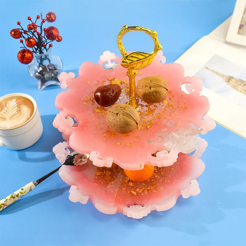 DIY Three-layer Round Fruit Plate Silicone Mold Cake Snack Rack Epoxy Resin Molds For Home Decoration Resin Art Mould
