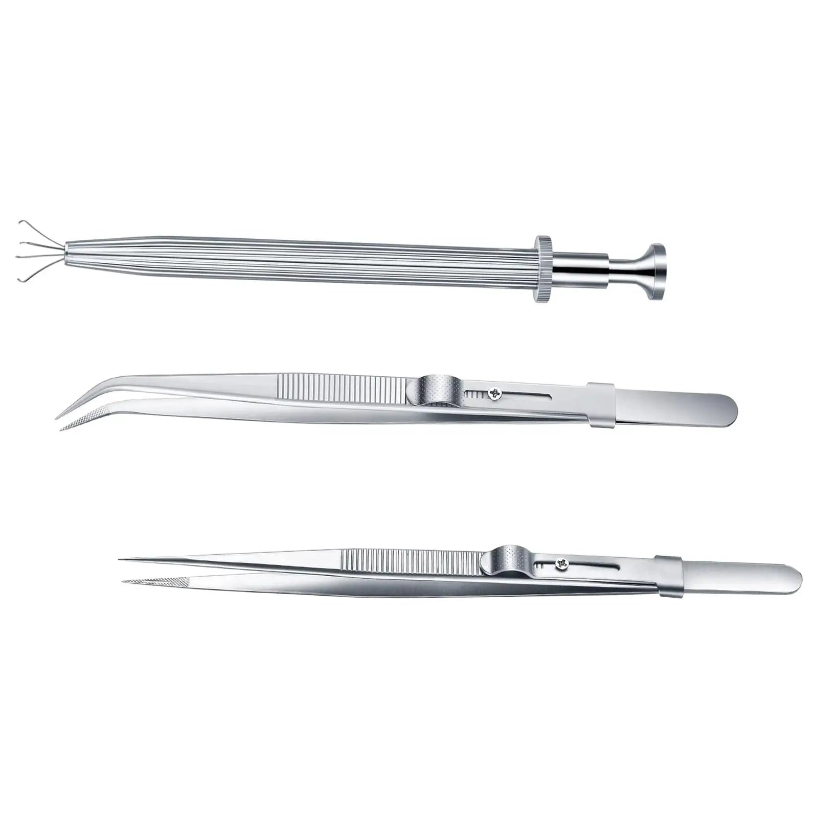 3Pcs Stainless Steel Tweezers Jewelers Tools Beads Gems Prong Precision Tweezers Jewelry Tweezers for Industrial Electronics
