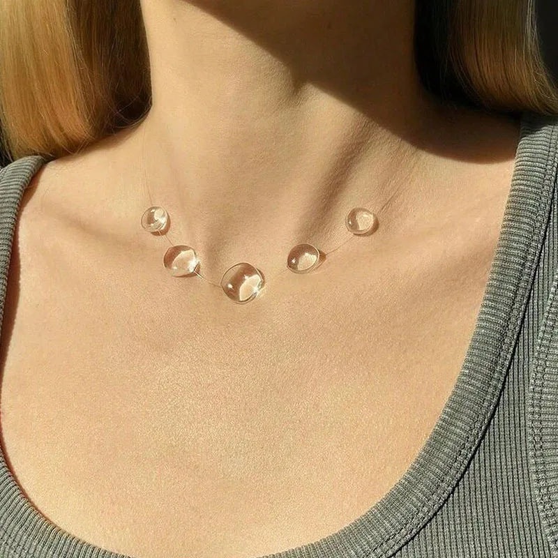 Water Drop Necklace Raindrop Earrings Resin Ice-Clear Dewdrop Jewelry Water Droplet Crystal Women's Elegant Accessories New