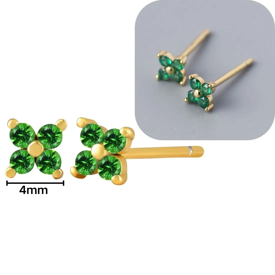 925 Sterling Silver Needle Luxury Green Series Small Hoop Earrings for Women 24K Gold Earrings Trend Jewelry Ear Accessories