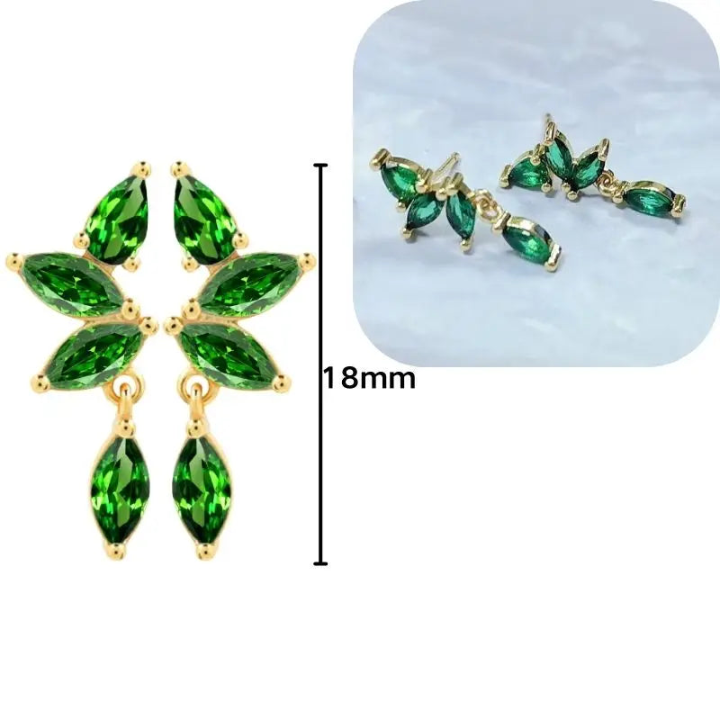 925 Sterling Silver Needle Luxury Green Series Small Hoop Earrings for Women 24K Gold Earrings Trend Jewelry Ear Accessories