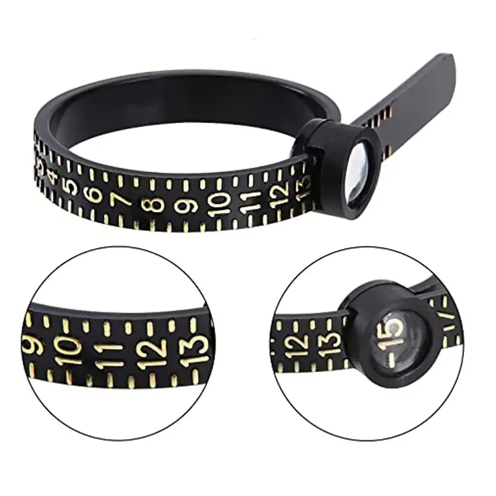Plastic UK US EU HK Ring Sizer with Magnifier Ring Ruler Measurer Finger Gauge Ring Sizing Tool  Jewellery Measuring Tool
