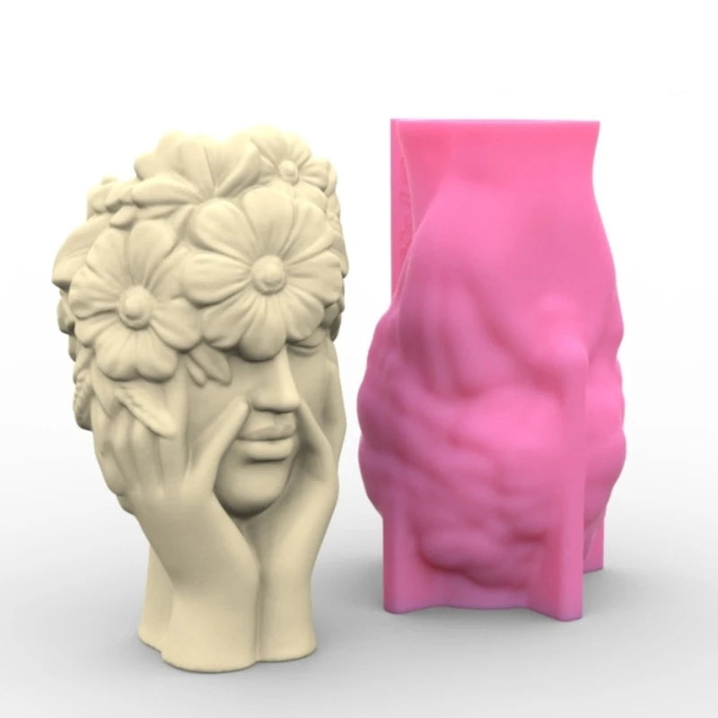 Flower Girl Vase Molds Unique Flowerpots Silicone Mould for Making Planter Flower Arrangement Resin Molds Home Decors