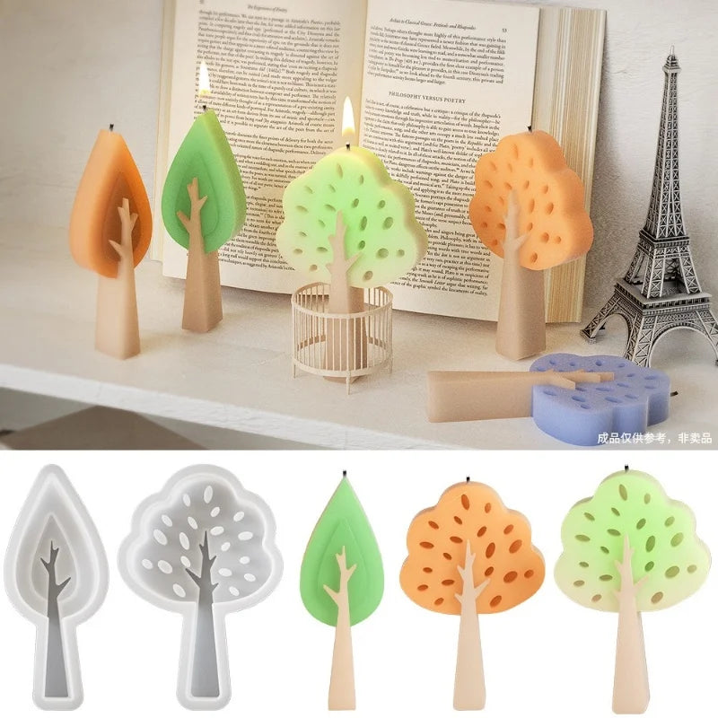 DIY Tree Candle Silicone Mold Gypsum Aromatherapy Leaf Candle Holder Desktop Display Resin Epoxy Mold Home Decoration Storage