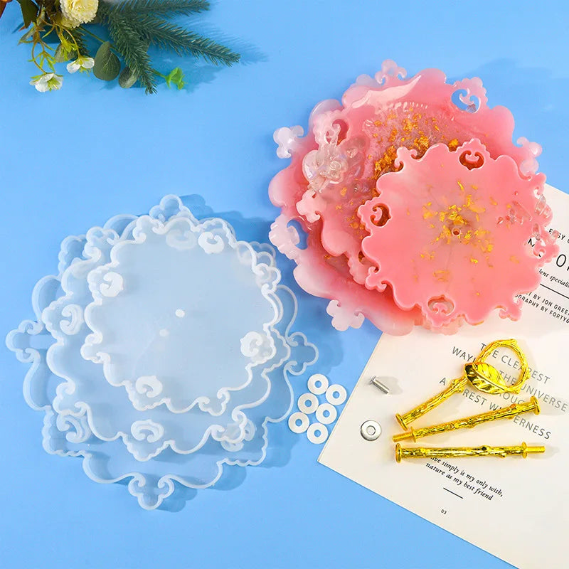 DIY Three-layer Round Fruit Plate Silicone Mold Cake Snack Rack Epoxy Resin Molds For Home Decoration Resin Art Mould