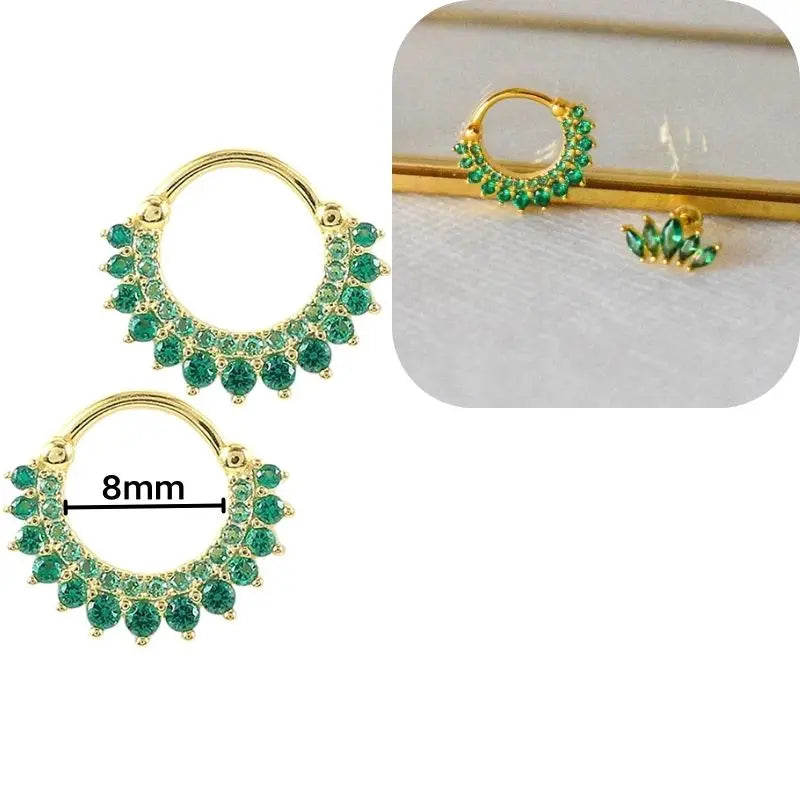 925 Sterling Silver Needle Luxury Green Series Small Hoop Earrings for Women 24K Gold Earrings Trend Jewelry Ear Accessories