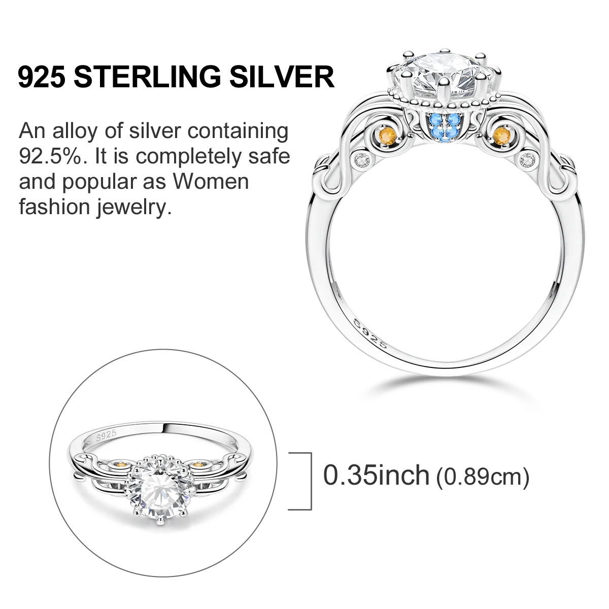 Original Hope Rainbow Flower Ring s925 Silver Jewelry DIY Exquisite Fashion