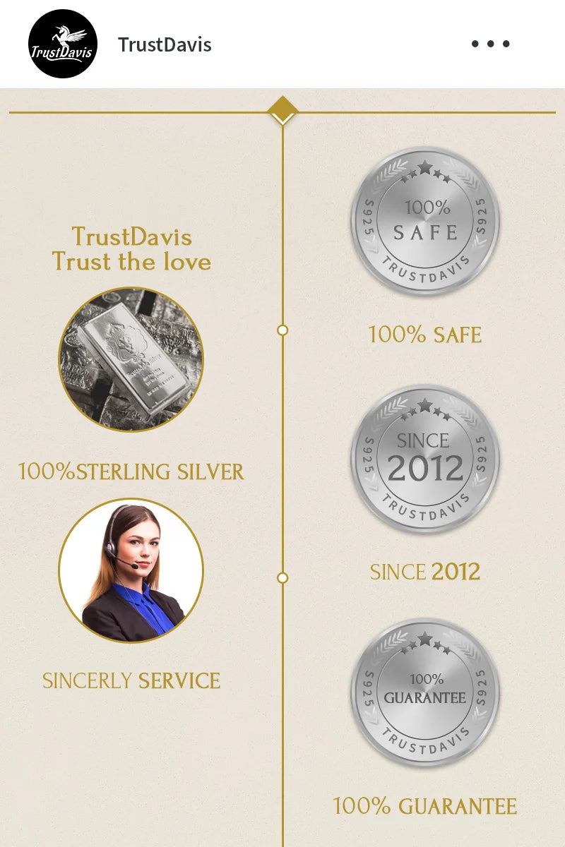 TrustDavis Real 925 Sterling Silver Fashion Gold Six Claw 3/4/5mm CZ Screw Stud Earrings For Women Wedding Fine Jewelry DA2712