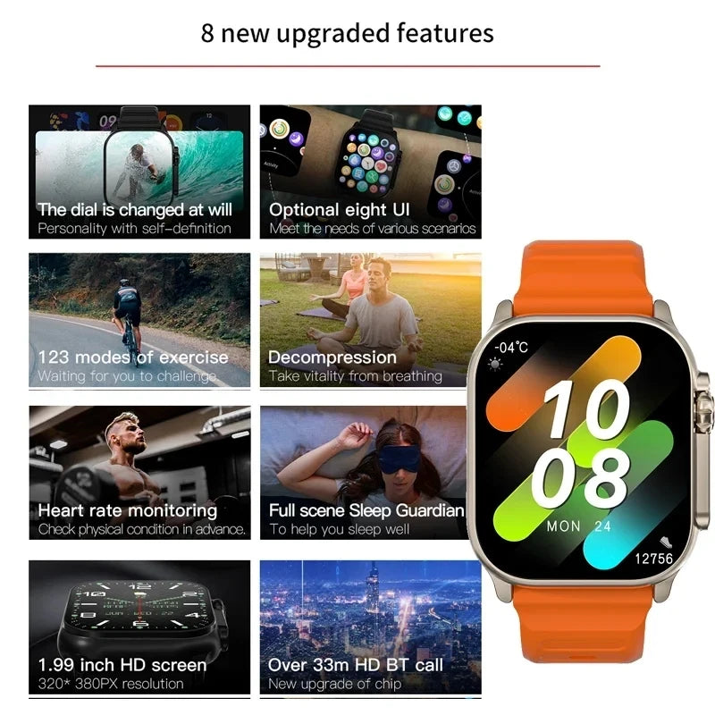 Original T900 Ultra 2 Smart Watch 49mm Men Women Bluetooth Call BT Music Game Wireless Charging NFC Smartwatch For Android IOS