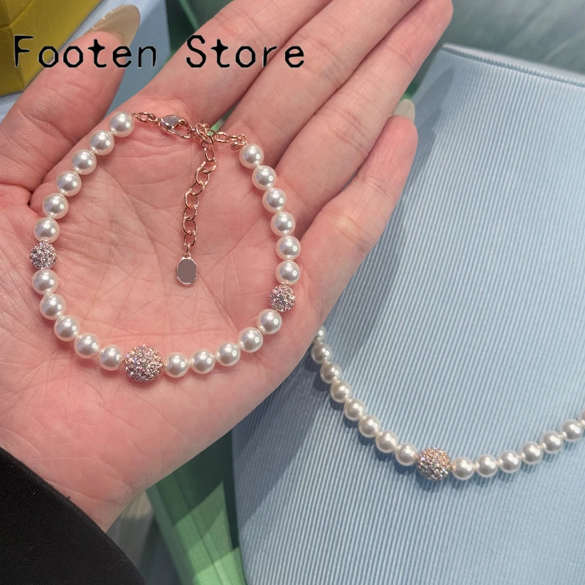 2026 New Trend Fine Jewelry Set Charming White  Red Crystal Pendant Fashion Rose Gold Pearl Necklace Bracelet Earrings for Women