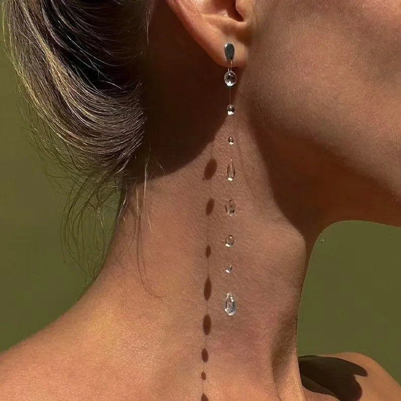 Water Drop Necklace Raindrop Earrings Resin Ice-Clear Dewdrop Jewelry Water Droplet Crystal Women's Elegant Accessories New