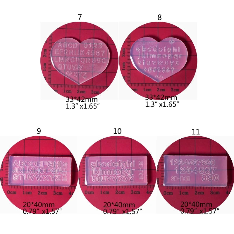 R3MC Mini Letter Numbers 3D Nail Art Decorations UV Crystal Epoxy Mold Silicone Mould