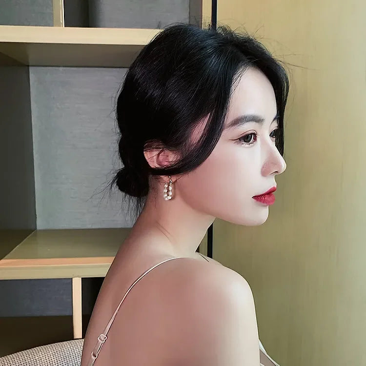 Real 925 Sterling Silver Sweet Korean Natural Baroque Pearl Charming Stud Earrings for Women Wedding Engagement Jewelry piercing