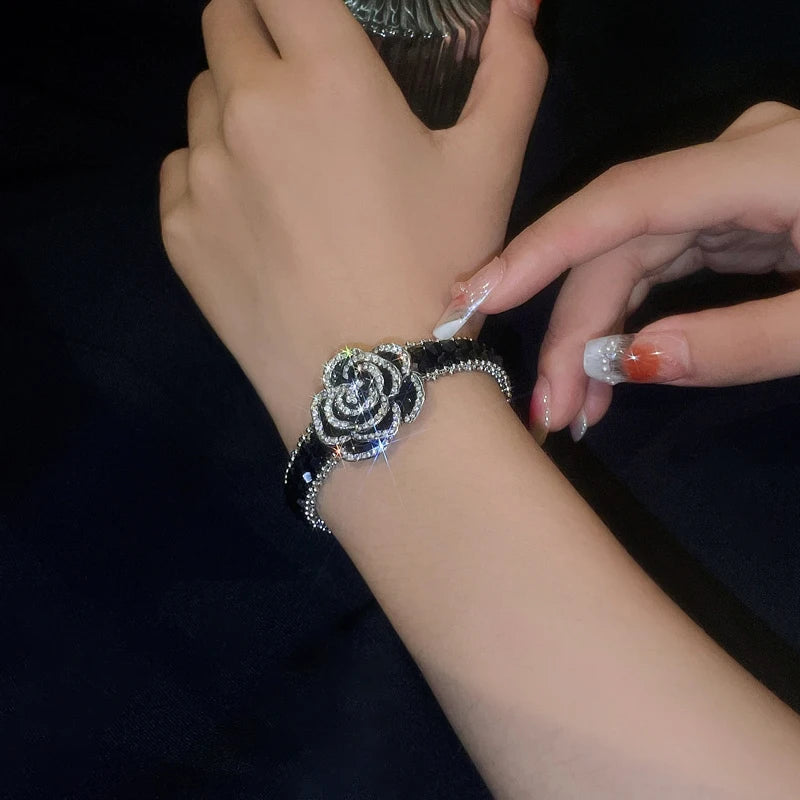 Crystal Flower Jewelry Suit Full Shiny Rhinestone Choker Necklace Women's Neck Chain Anniversarie Jewelry Ornament