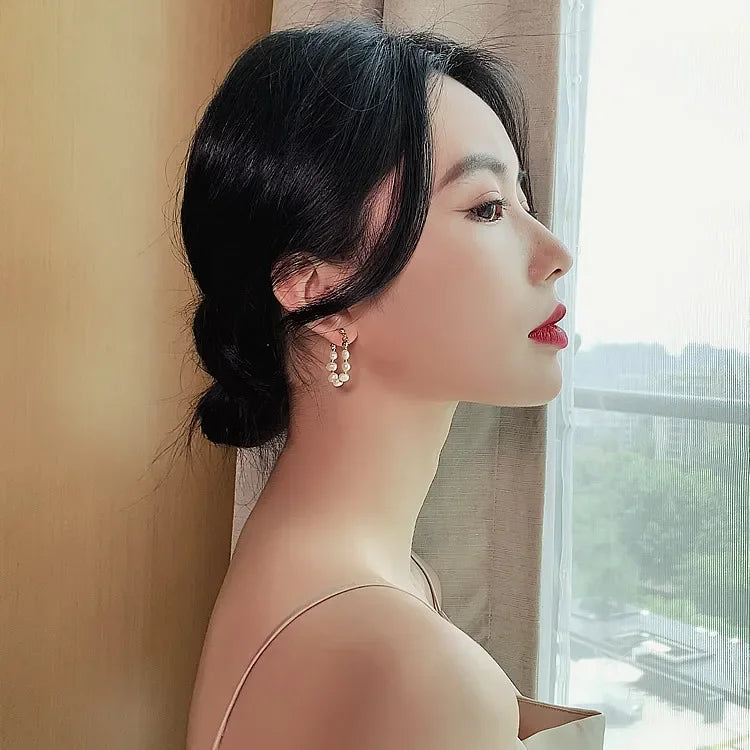 Real 925 Sterling Silver Sweet Korean Natural Baroque Pearl Charming Stud Earrings for Women Wedding Engagement Jewelry piercing