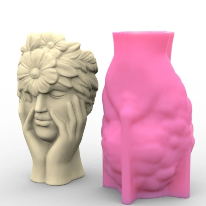 Flower Girl Vase Molds Unique Flowerpots Silicone Mould for Making Planter Flower Arrangement Resin Molds Home Decors