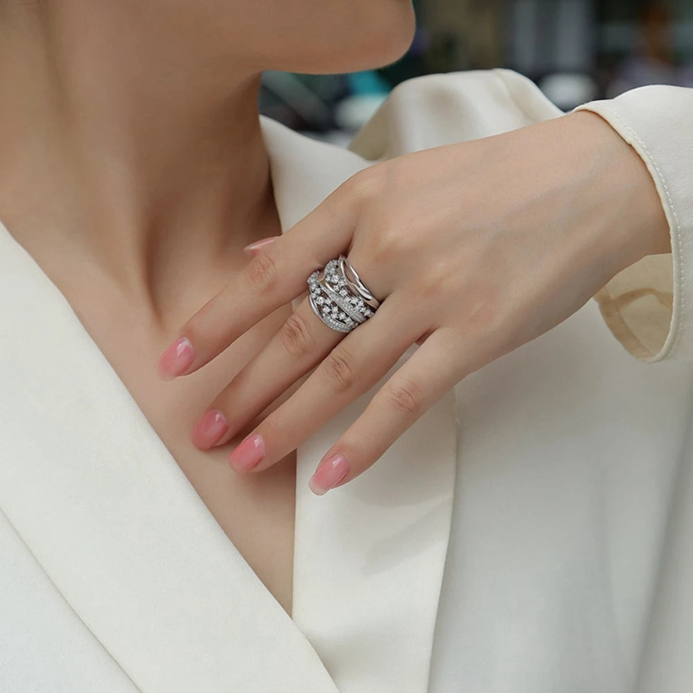 Vinregem 3EX VVS1 D Color Sparkling Real Moissanite Diamond Women Ring 100% 925 Sterling Silver Fine Jewelry Anniversary Gifts