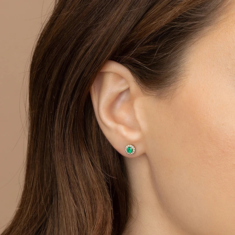 925 Sterling Silver Needle Luxury Green Series Small Hoop Earrings for Women 24K Gold Earrings Trend Jewelry Ear Accessories