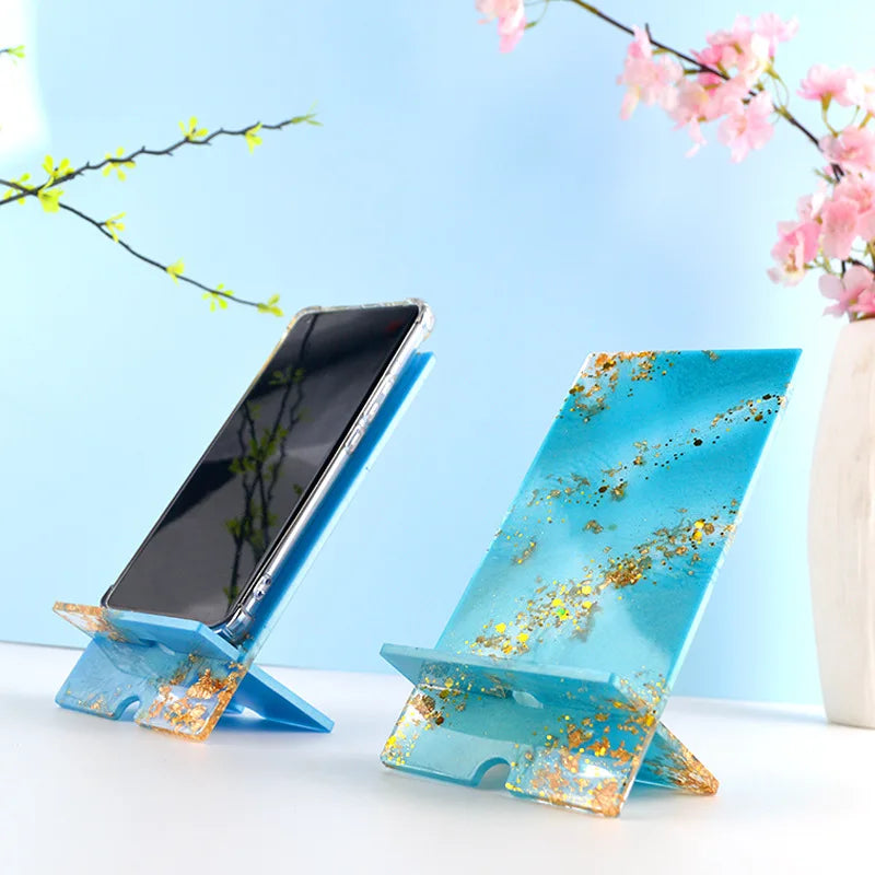 DIY Mobile Phone Holder Mirror Silicone Mold Creative Desktop Phone Stand Tablet Bracket Epoxy Resin Molds Home Office Tools