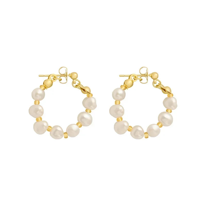 Real 925 Sterling Silver Sweet Korean Natural Baroque Pearl Charming Stud Earrings for Women Wedding Engagement Jewelry piercing