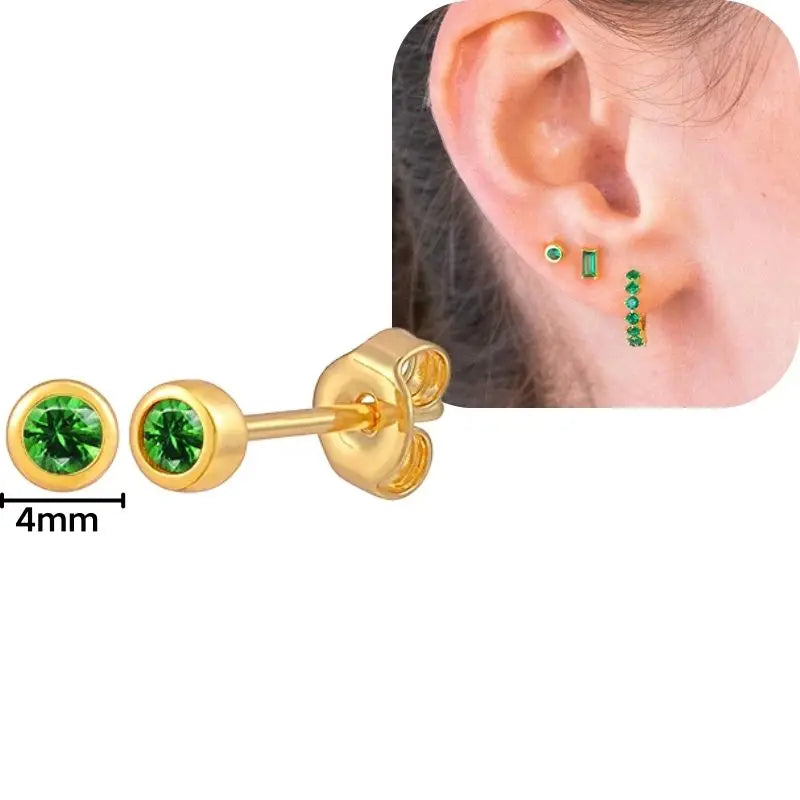 925 Sterling Silver Needle Luxury Green Series Small Hoop Earrings for Women 24K Gold Earrings Trend Jewelry Ear Accessories