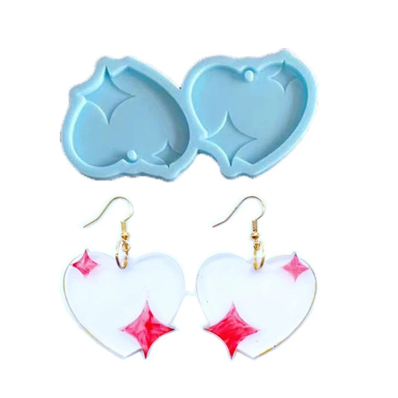 Valentine's Day Earrings Epoxy Resin Mold Eardrop Danglers Silicone Mould DIY Crafts Jewelry Pendants Casting Tools