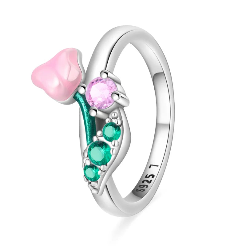 Original Hope Rainbow Flower Ring s925 Silver Jewelry DIY Exquisite Fashion