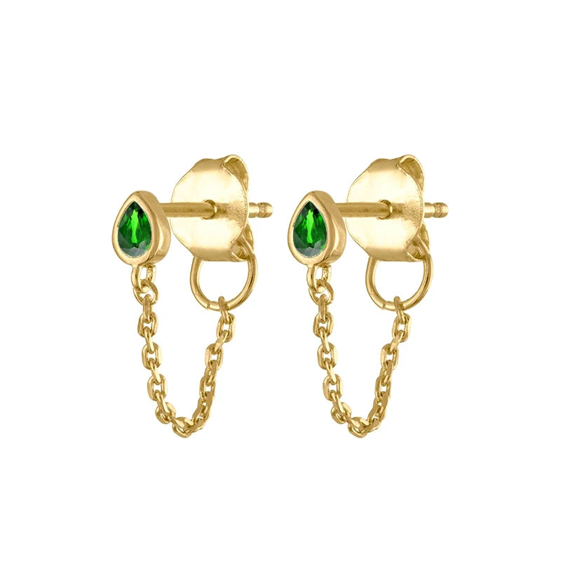 925 Sterling Silver Needle Luxury Green Series Small Hoop Earrings for Women 24K Gold Earrings Trend Jewelry Ear Accessories