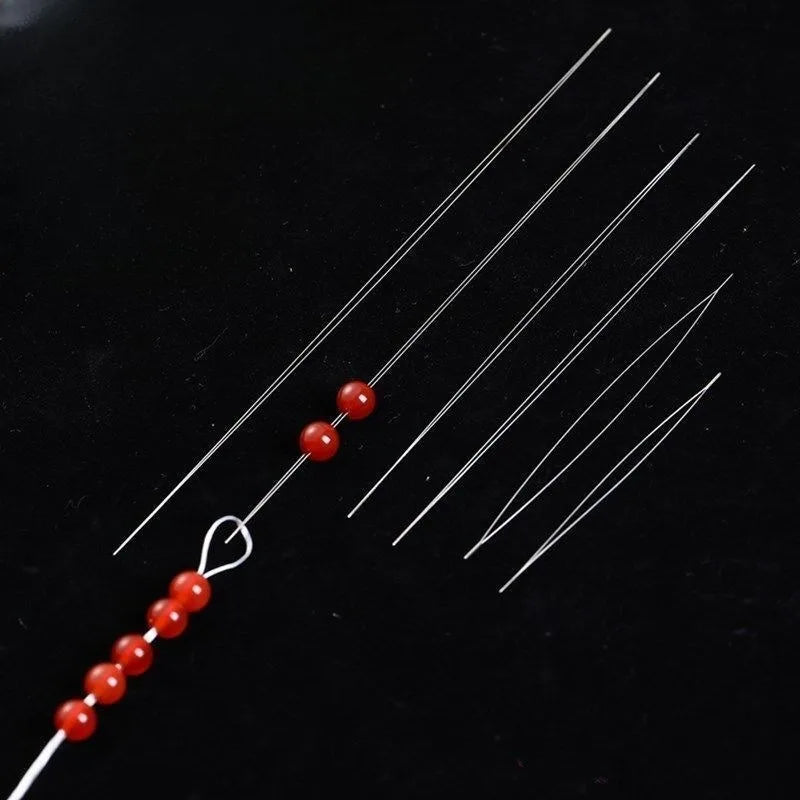 5/50Pcs Beading Needles Pins Set with Central Opening Curved Steel Needles for Bead Straight Beaded Needle Sewing Accessories