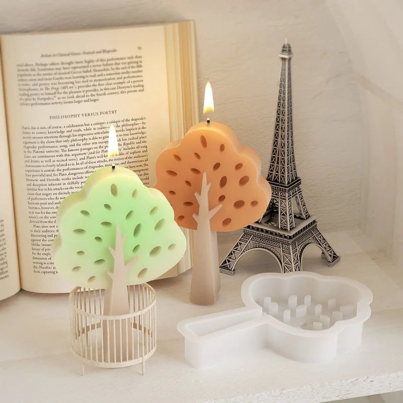 DIY Tree Candle Silicone Mold Gypsum Aromatherapy Leaf Candle Holder Desktop Display Resin Epoxy Mold Home Decoration Storage