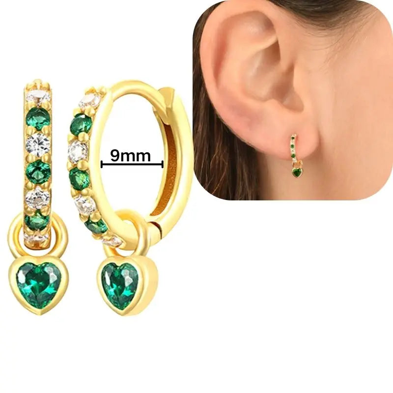 925 Sterling Silver Needle Luxury Green Series Small Hoop Earrings for Women 24K Gold Earrings Trend Jewelry Ear Accessories