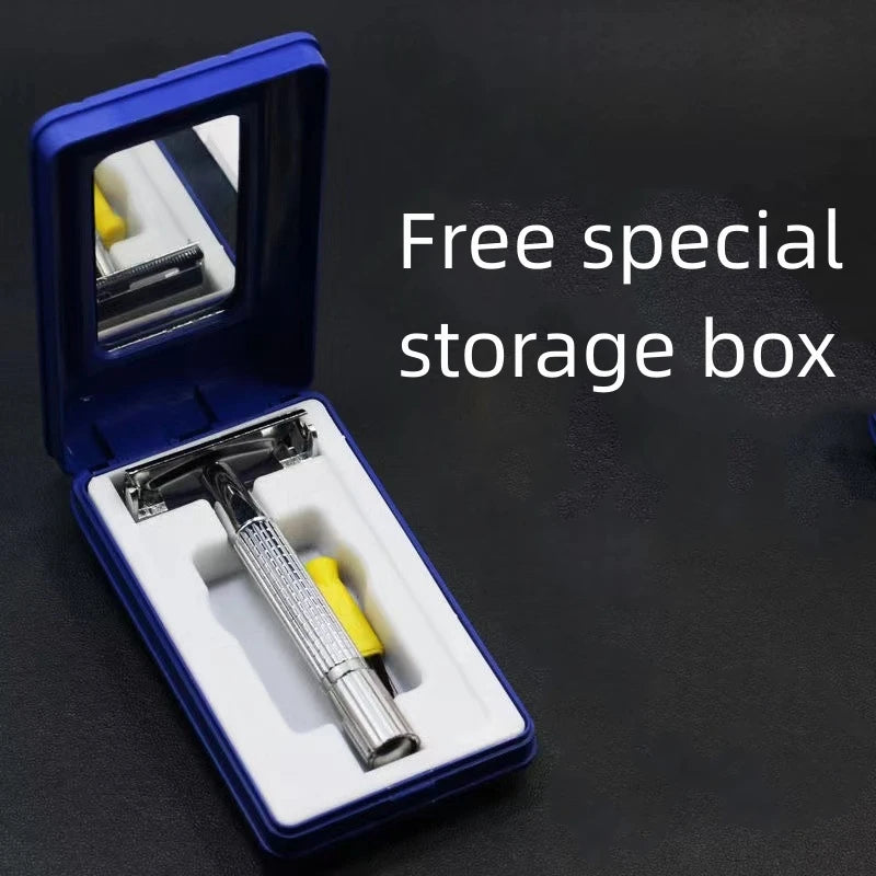 Men Shaving Razor with Blade Sliver Folding Shaving Knife Facial Hair Stainless Steel Straight Razor Barber Tools 10 Pcs Blades