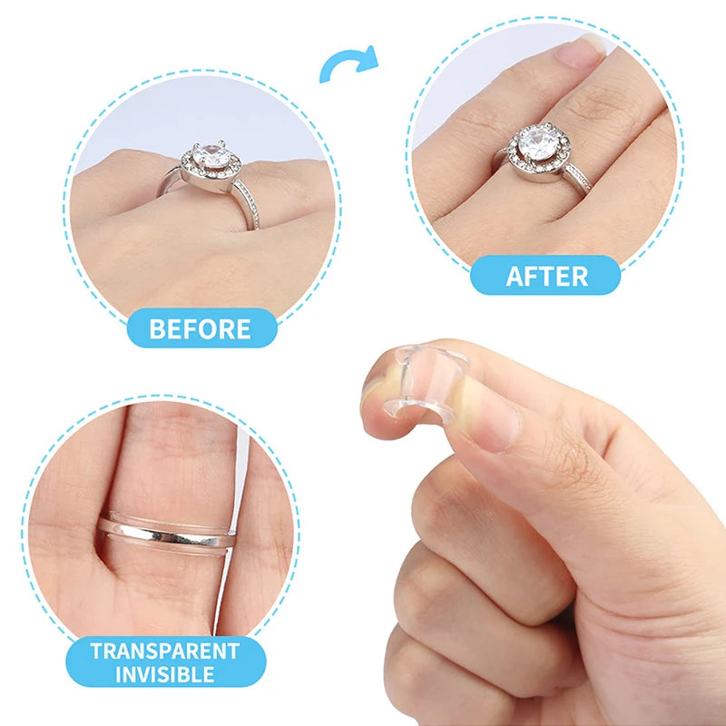 Ring Size Adjuster Resizer Silicone Invisible Finger Ring Size Resizer Clear Sticker for Loose Rings Jewelry Guard & Tools