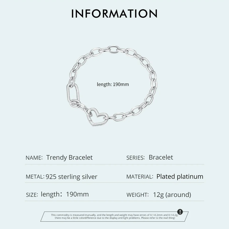 WOSTU 925 Sterling Silver Trendy Multifunctional DIY Bracelet Bangles for Women Wedding Dating Gift Fine Jewelry Fit Small charm