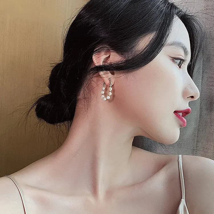 Real 925 Sterling Silver Sweet Korean Natural Baroque Pearl Charming Stud Earrings for Women Wedding Engagement Jewelry piercing