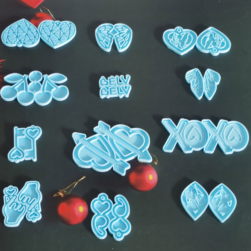 Valentine's Day Earrings Epoxy Resin Mold Eardrop Danglers Silicone Mould DIY Crafts Jewelry Pendants Casting Tools