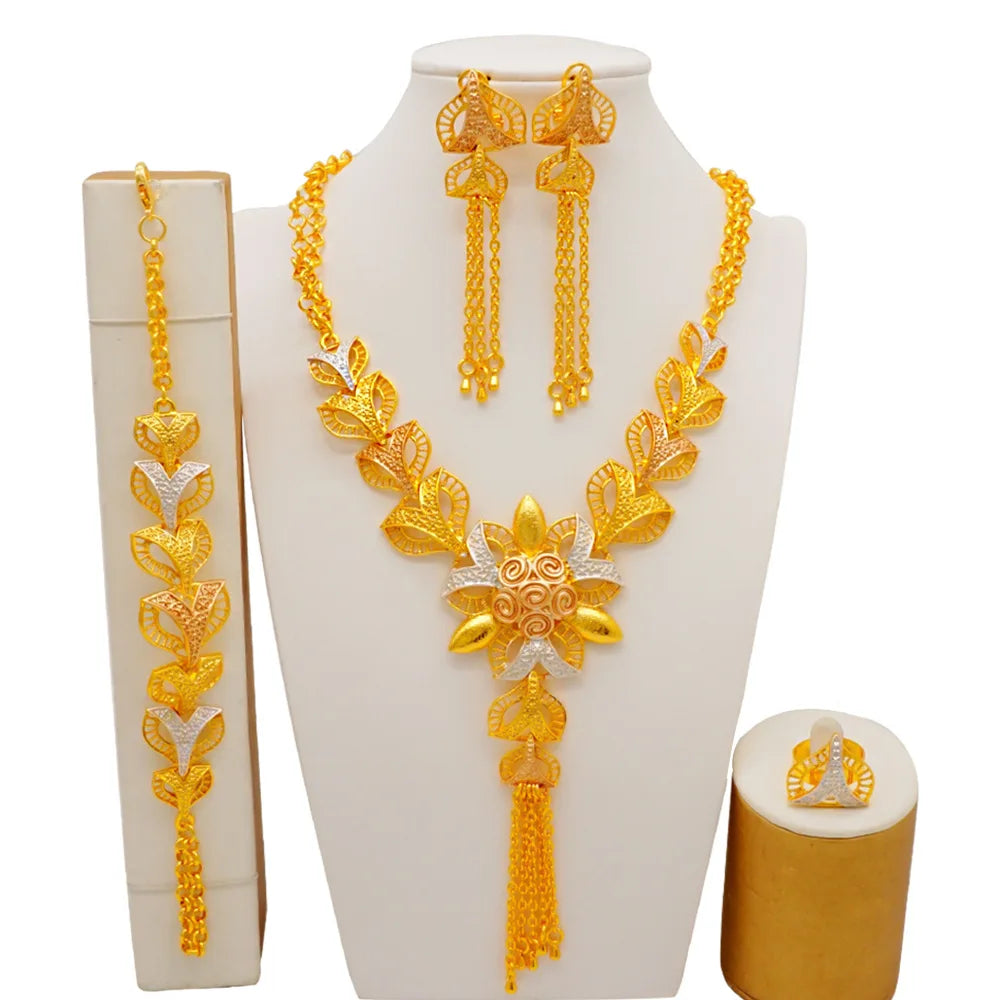 Exquisite 24K Gold Jewelry Set for Women, AU999 Authentic Gold Quality
