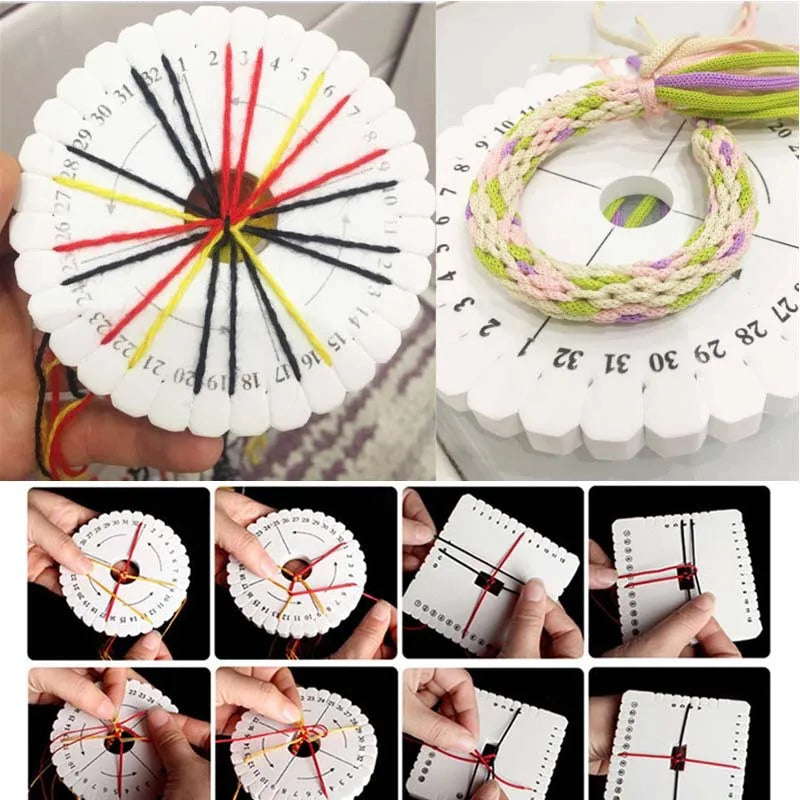 Round Square Knitting Kumihimo Beading Cord Disc Braiding Disk Tray Braided Plate Positioning Pin DIY Bracelet Weaving Board