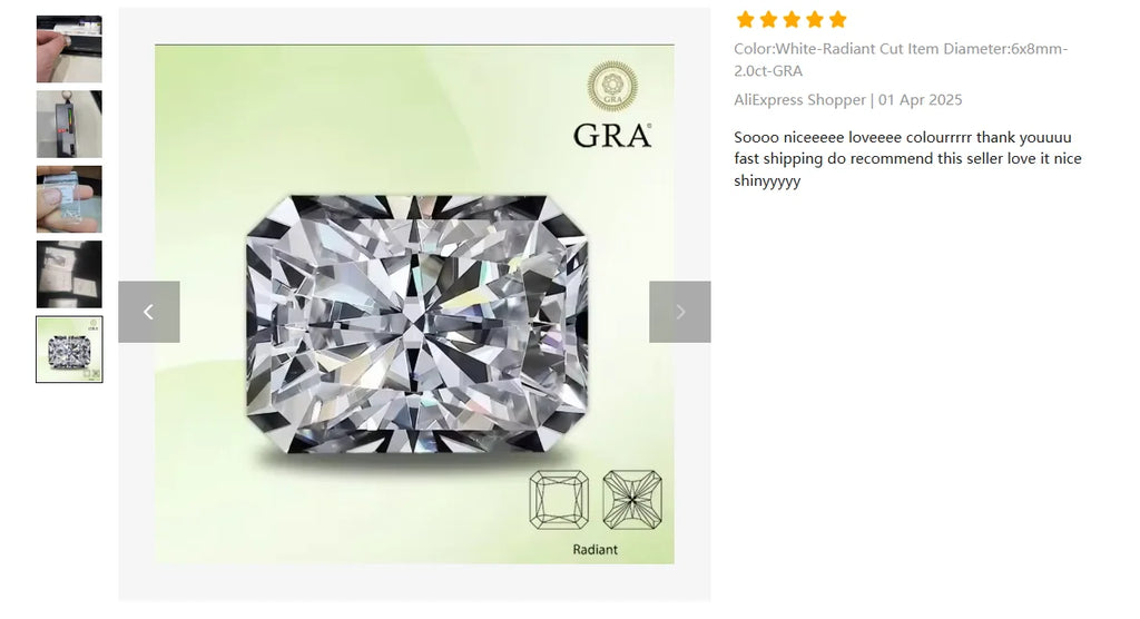 Moissanite Stone Radiant Cut D Color VVS1 Gemstone Lab Grown Synthetic Diamond for Charms Women Jewelry with  Certificate