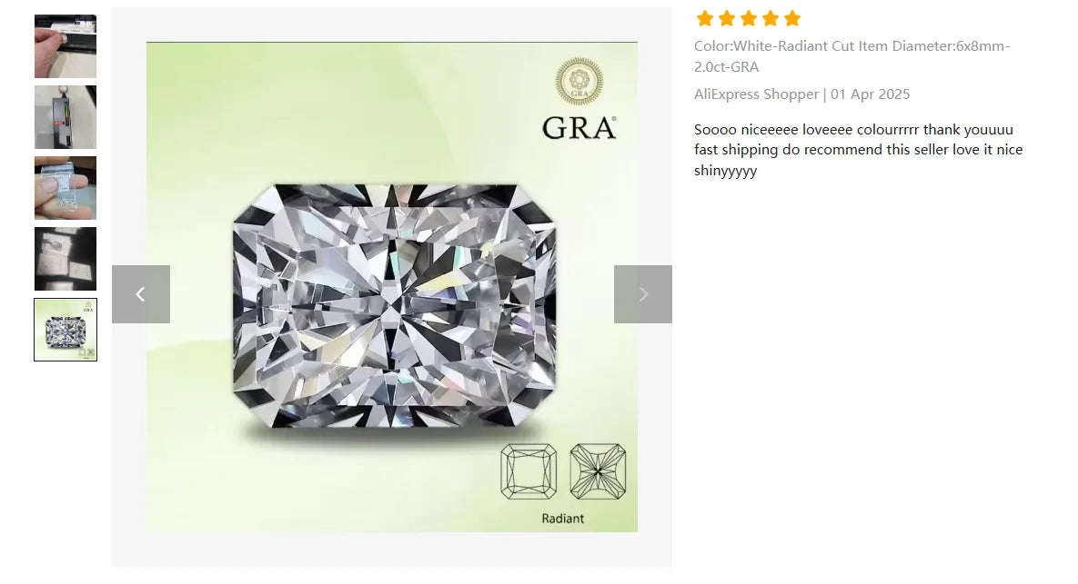 Moissanite Stone Radiant Cut D Color VVS1 Gemstone Lab Grown Synthetic Diamond for Charms Women Jewelry with  Certificate