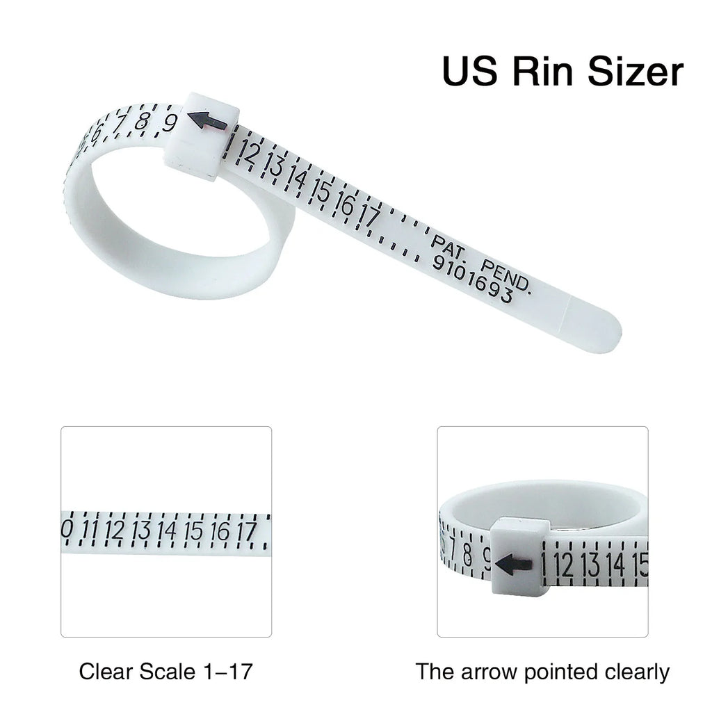 Plastic UK/US/EU/JP/HK Ring Sizer Measuring Set Reusable Finger Size Gauge Measure Tool Jewelry Sizing Tools