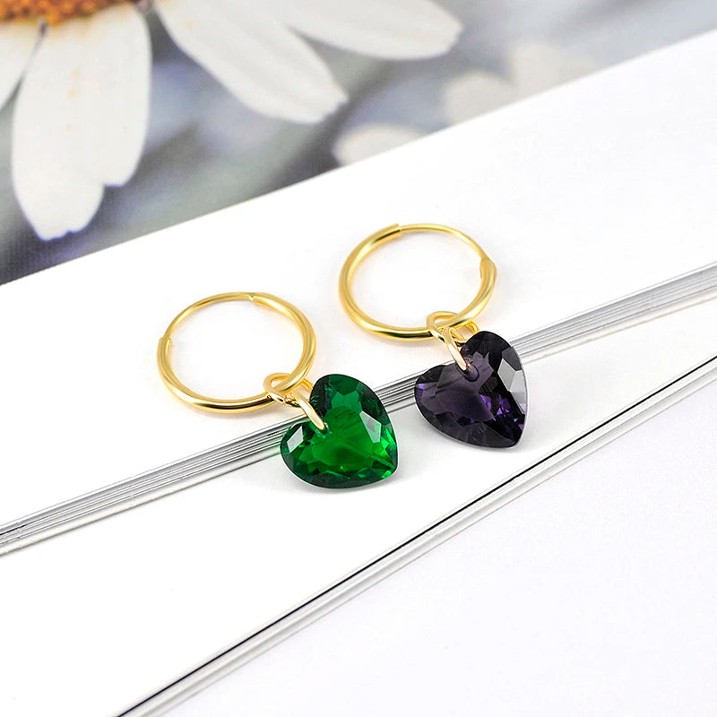 925 Sterling Silver Needle Luxury Green Series Small Hoop Earrings for Women 24K Gold Earrings Trend Jewelry Ear Accessories